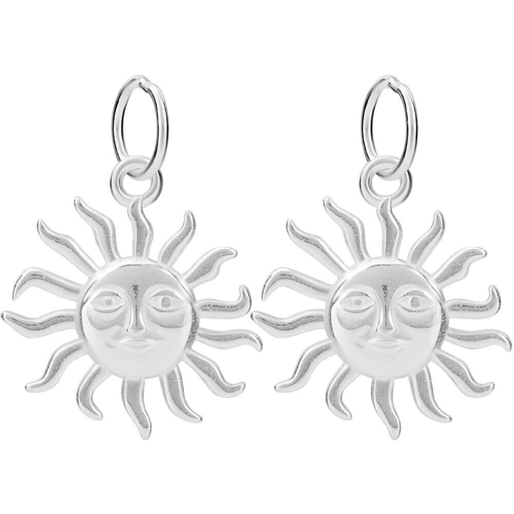 6680 2Pcs 925 Sterling Silver Sun Charms Antique Smile Sun Face Pendants